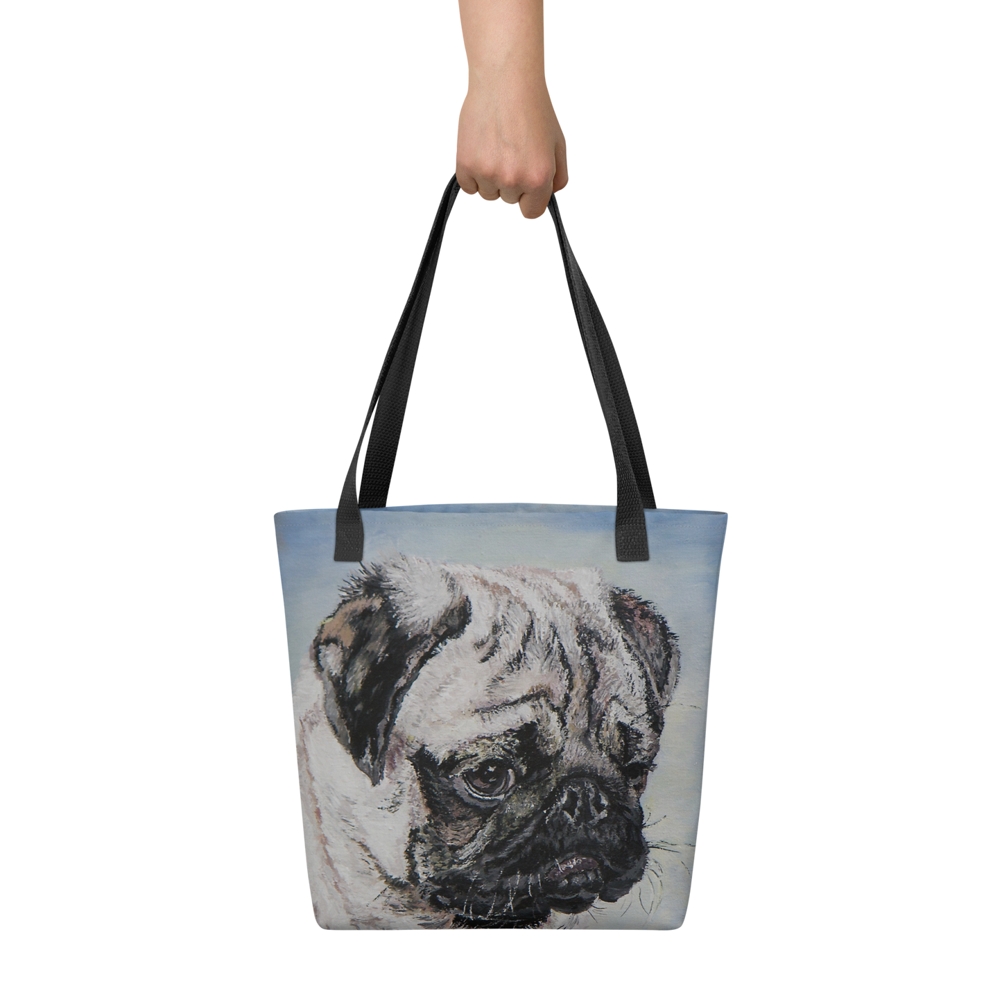 Tote bag with pug face