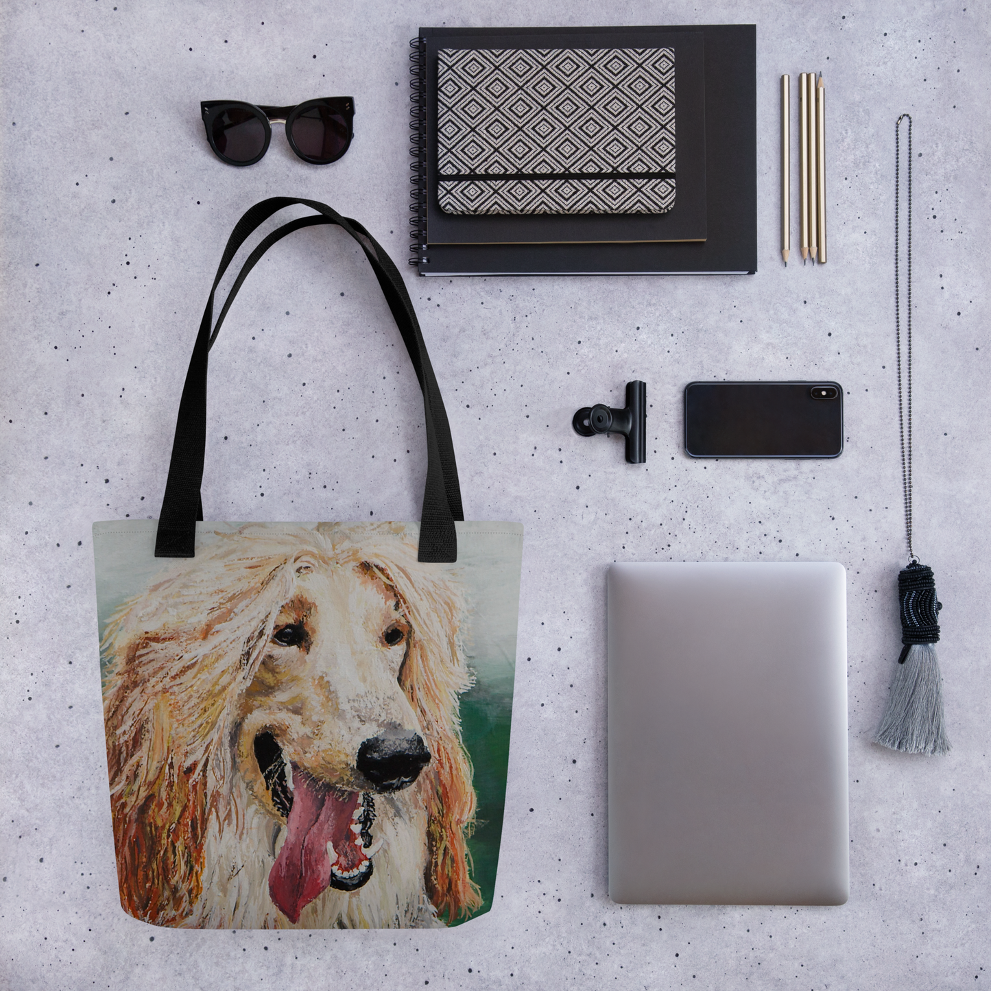 Tote bag with afghan hound